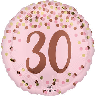 Foil Balloon – "30" – Pretty Pink – Pink – 45 cm